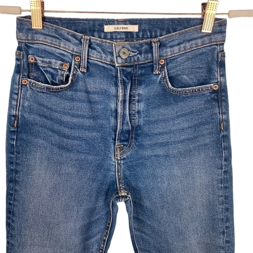 𝅺grlfrnd Grlfrnd Addison Straight Cropped Jeans Sz 25 - Picture 5 of 9